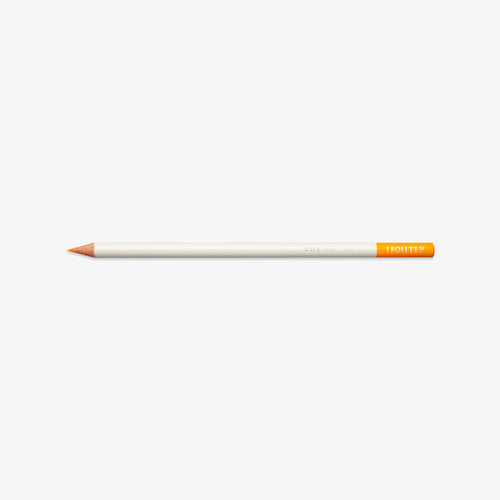 White pencil with yellow tip on a white background