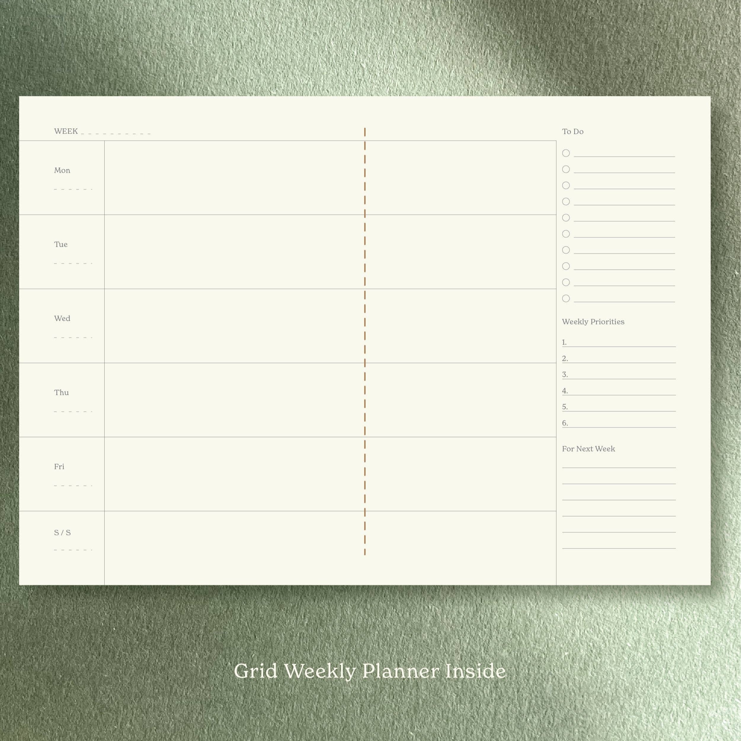 UGEPLANNER NOTESBOG GRID // GRØN