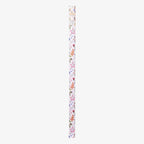 A long, narrow roll of wrapping paper with a white background and a dense, colorful floral and butterfly pattern, shown vertically against a plain white background.