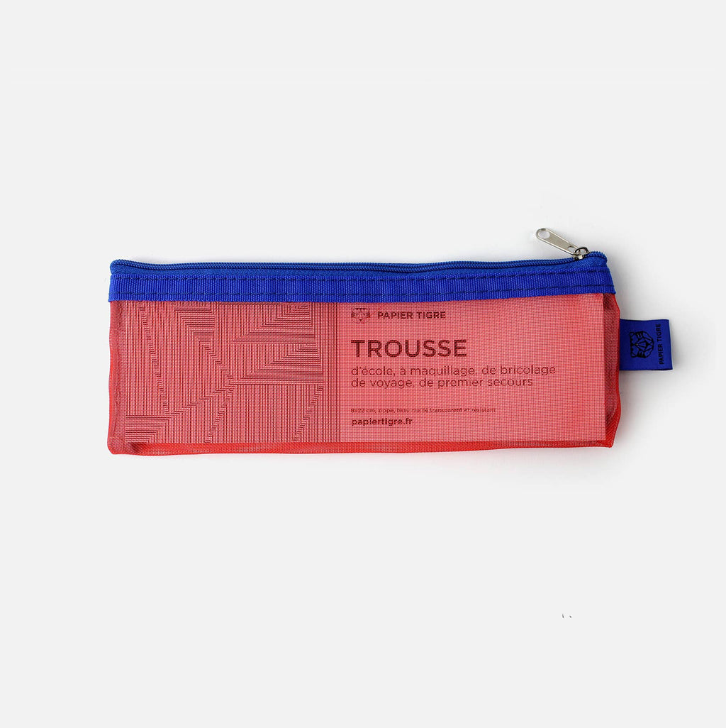 MESH PENCIL CASE // FORREST GREEN & BEIGE