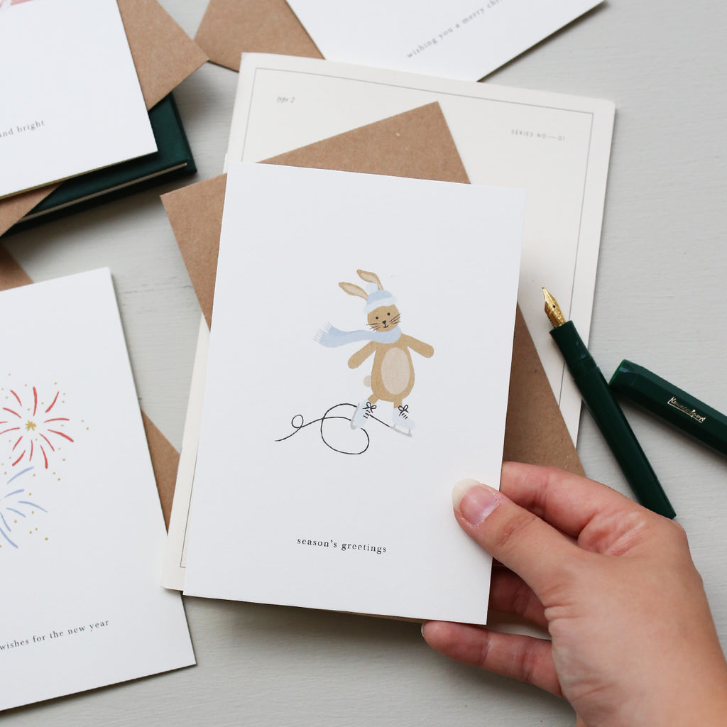 GREETING CARD // ICE SKATING BUNNY