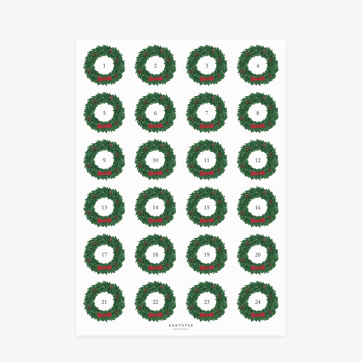 STICKERS // ADVENT CHRISTMAS WREATH 1-24
